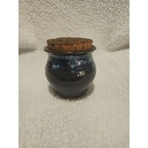 Vintage Wittman Stoneware Blue Glazed Crock with Cork Lid
